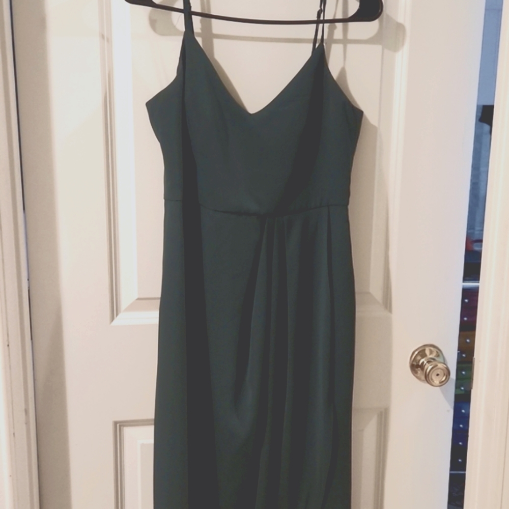 Forest Green Lulu's Semi Formal Dress With Slit